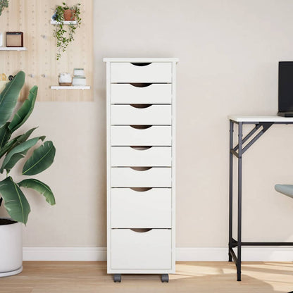 vidaXL Rolling Cabinet with Drawers MOSS White Solid Wood Pine