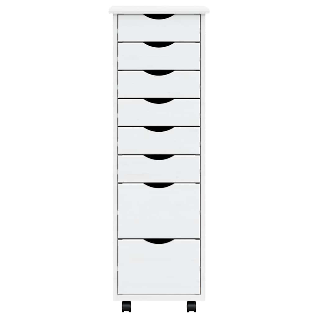vidaXL Rolling Cabinet with Drawers MOSS White Solid Wood Pine
