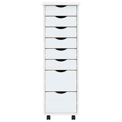 vidaXL Rolling Cabinet with Drawers MOSS White Solid Wood Pine