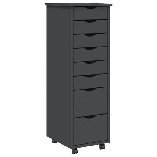 vidaXL Rolling Cabinet | MOSS Grey | Solid pine wood, engineered wood, plastic