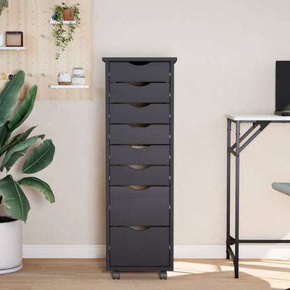 vidaXL Rolling Cabinet with Drawers MOSS Grey Solid Wood Pine