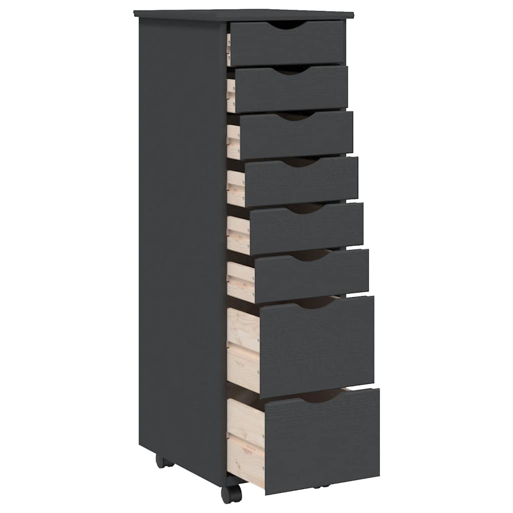 vidaXL Rolling Cabinet with Drawers MOSS Grey Solid Wood Pine