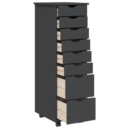 vidaXL Rolling Cabinet with Drawers MOSS Grey Solid Wood Pine