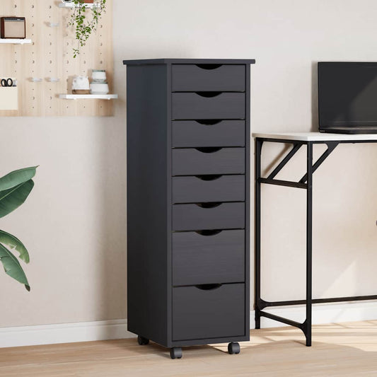 vidaXL Rolling Cabinet | MOSS Grey | Solid pine wood, engineered wood, plastic