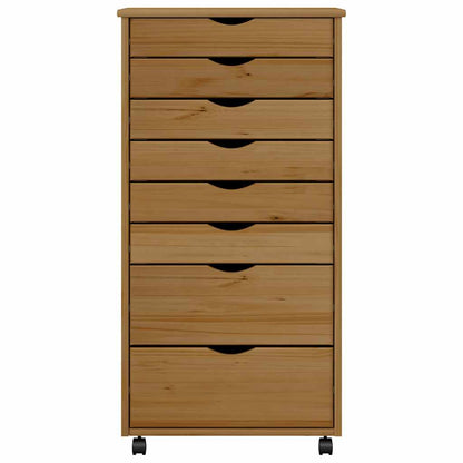 vidaXL Rolling Cabinet with Drawers MOSS Honey Brown Solid Wood Pine