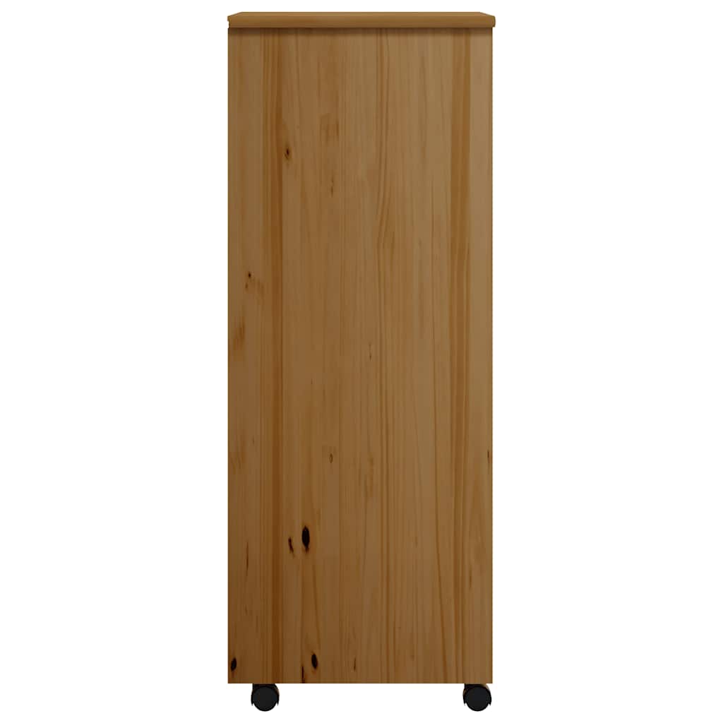 vidaXL Rolling Cabinet with Drawers MOSS Honey Brown Solid Wood Pine