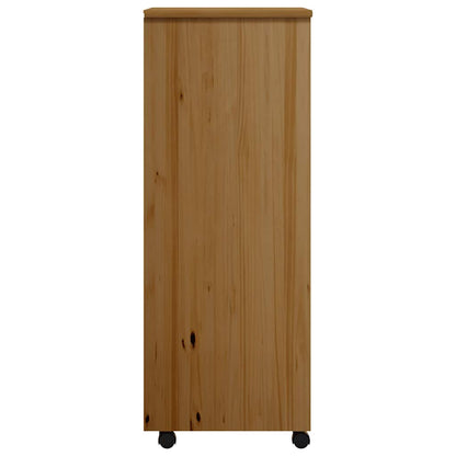 vidaXL Rolling Cabinet with Drawers MOSS Honey Brown Solid Wood Pine