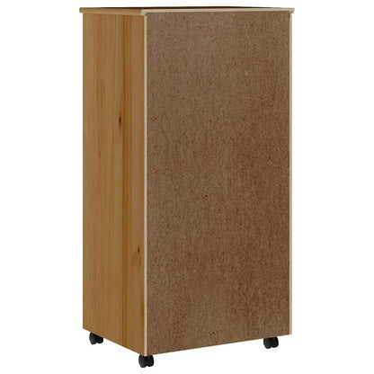 vidaXL Rolling Cabinet with Drawers MOSS Honey Brown Solid Wood Pine