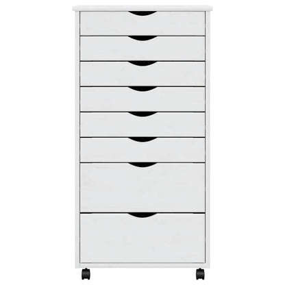 vidaXL Rolling Cabinet with Drawers MOSS White Solid Wood Pine