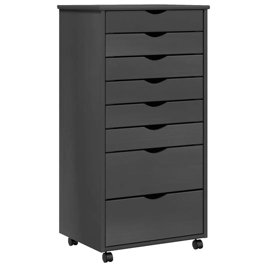 vidaXL Rolling Cabinet | Grey | Solid Pine Wood, Engineered Wood, Plastic