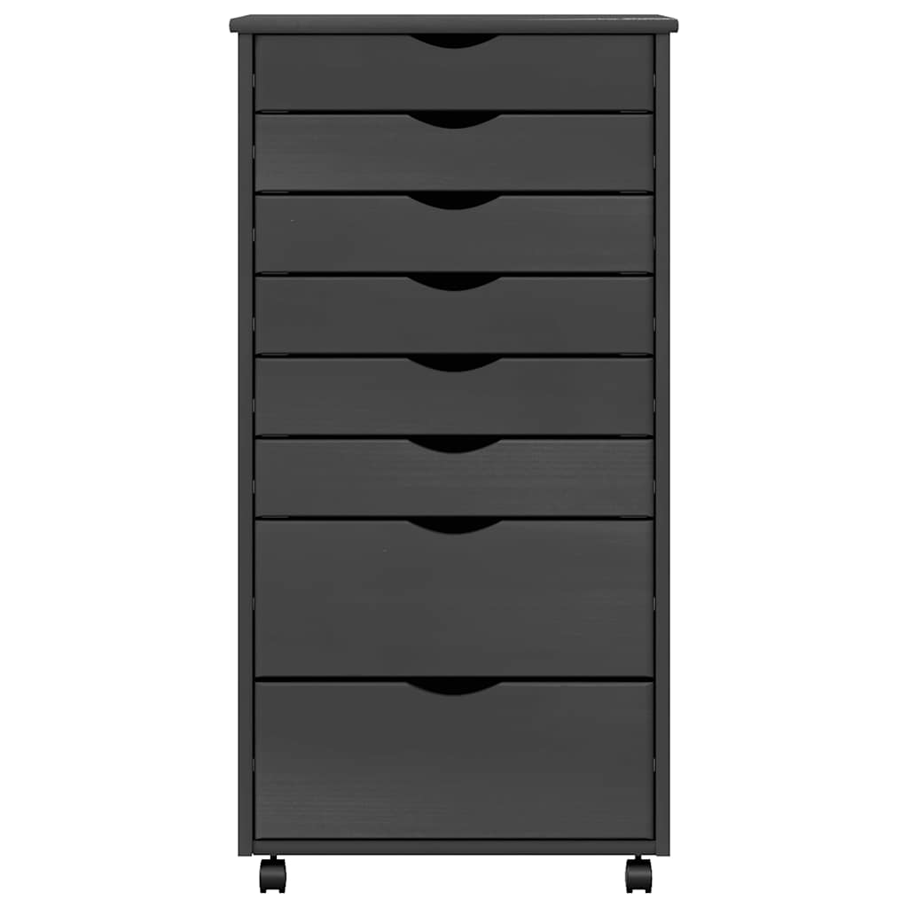 vidaXL Rolling Cabinet with Drawers MOSS Grey Solid Wood Pine