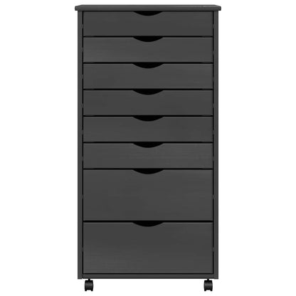 vidaXL Rolling Cabinet with Drawers MOSS Grey Solid Wood Pine
