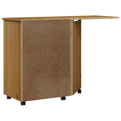 vidaXL Rolling Cabinet with Desk MOSS Honey Brown Solid Wood Pine