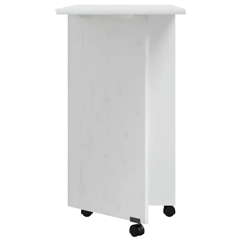 vidaXL Rolling Cabinet with Desk MOSS White Solid Wood Pine