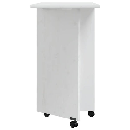 vidaXL Rolling Cabinet with Desk MOSS White Solid Wood Pine