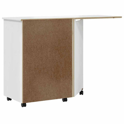 vidaXL Rolling Cabinet with Desk MOSS White Solid Wood Pine
