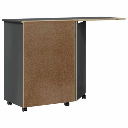 vidaXL Rolling Cabinet with Desk MOSS Grey Solid Wood Pine