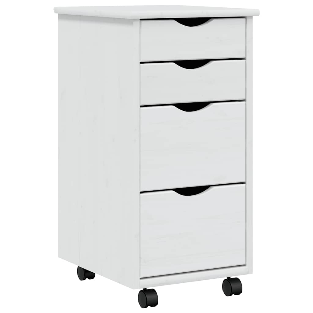 vidaXL Rolling Cabinet with Drawers MOSS White Solid Wood Pine