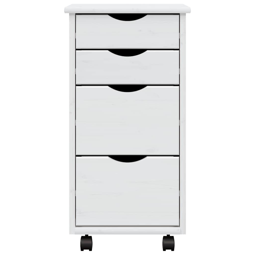 vidaXL Rolling Cabinet with Drawers MOSS White Solid Wood Pine
