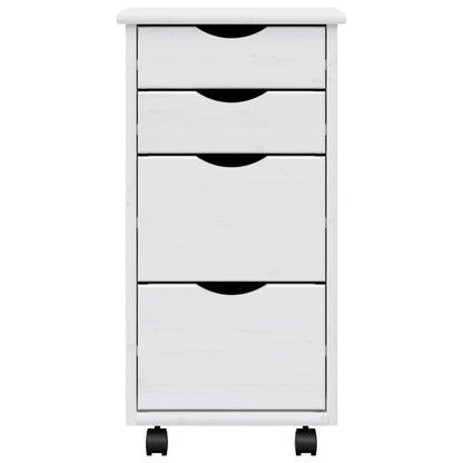 vidaXL Rolling Cabinet with Drawers MOSS White Solid Wood Pine