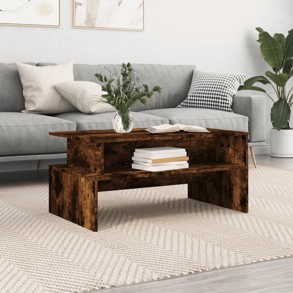 vidaXL Coffee Table Smoked Oak 90x55x42,5 cm Engineered Wood