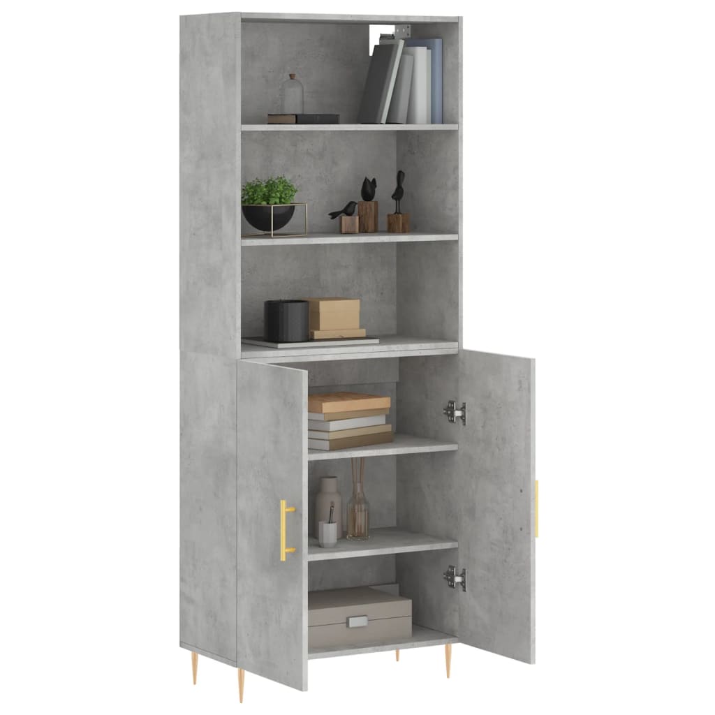 vidaXL Highboard Concrete Grey 69,5x34x180 cm Engineered Wood