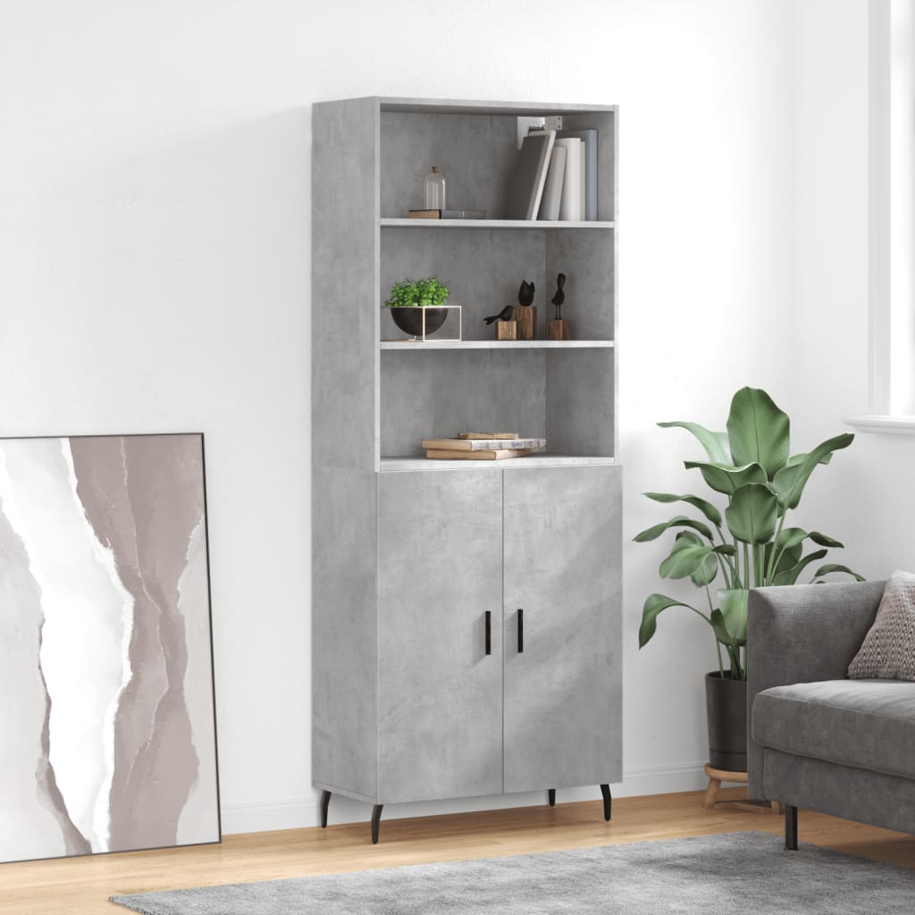vidaXL Highboard Concrete Grey 69,5x34x180 cm Engineered Wood