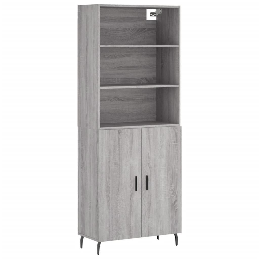 vidaXL Highboard Grey Sonoma 69,5x34x180 cm Engineered Wood