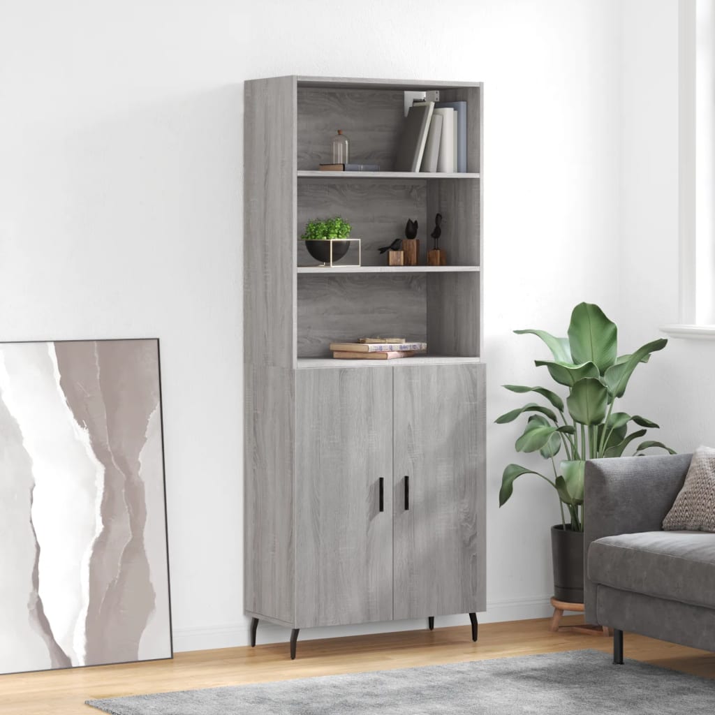 vidaXL Highboard Grey Sonoma 69,5x34x180 cm Engineered Wood
