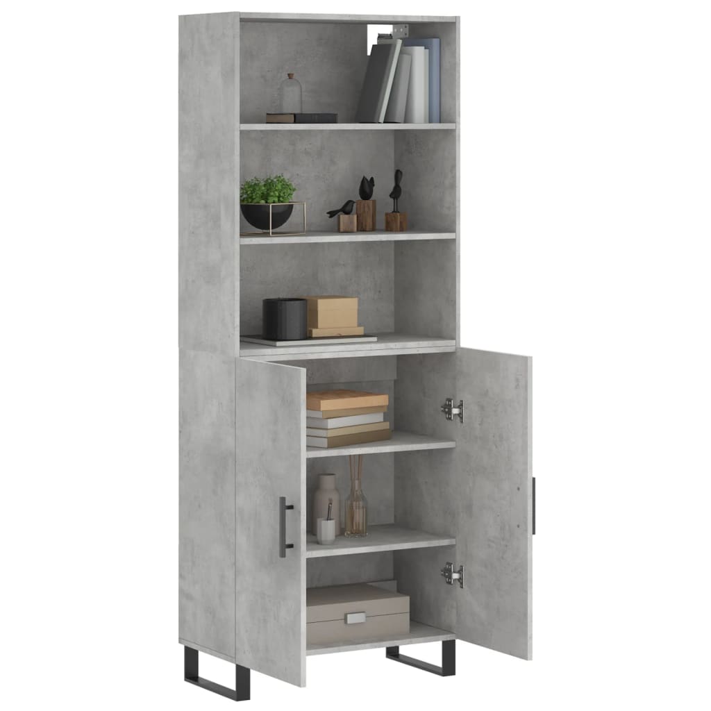 vidaXL Highboard | Concrete grey | Engineered wood, metal | 69.5x34x180 cm