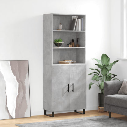 vidaXL Highboard | Concrete grey | Engineered wood, metal | 69.5x34x180 cm