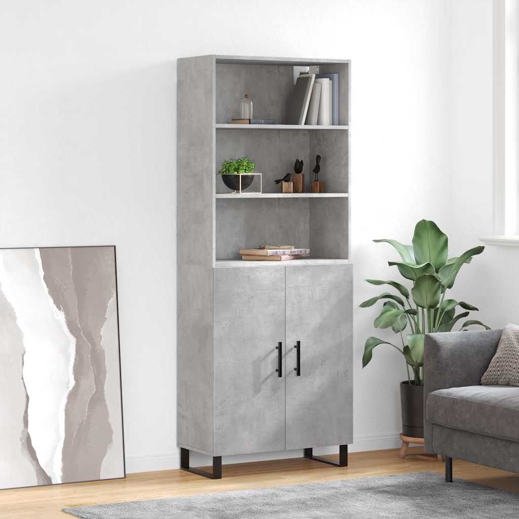 vidaXL Highboard Concrete Grey 69,5x34x180 cm Engineered Wood