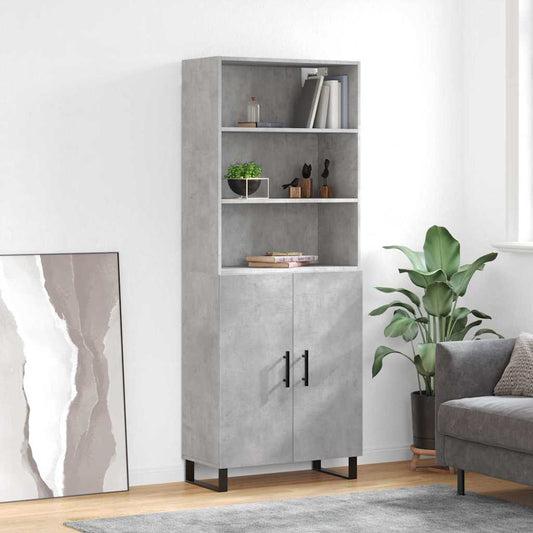 vidaXL Highboard Concrete Grey 69,5x34x180 cm Engineered Wood