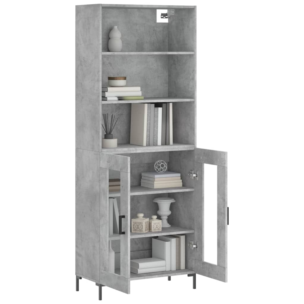 vidaXL Highboard Concrete Grey 69,5x34x180 cm Engineered Wood