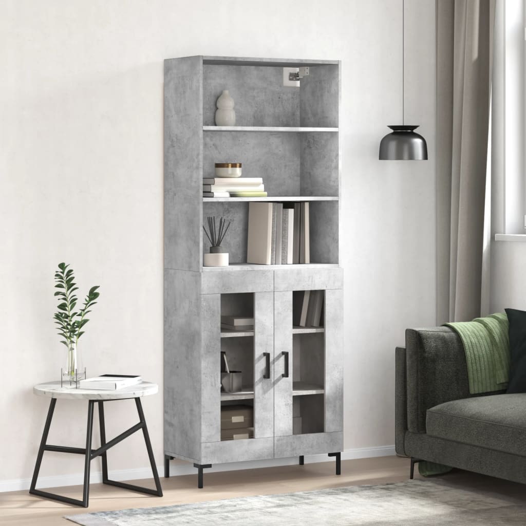 vidaXL Highboard Concrete Grey 69,5x34x180 cm Engineered Wood