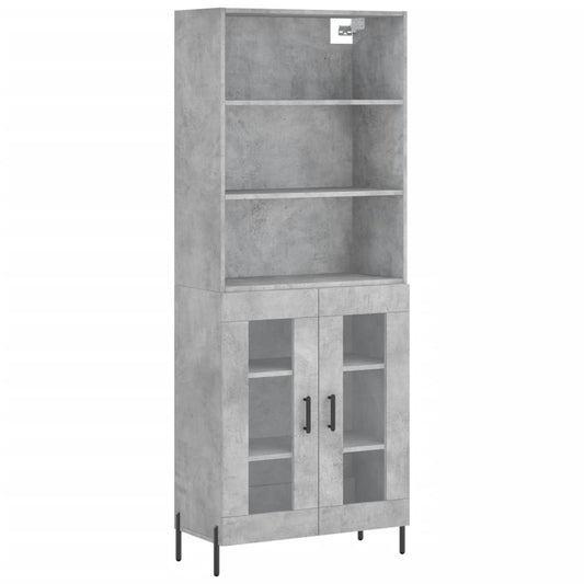 vidaXL Highboard Concrete Grey 69,5x34x180 cm Engineered Wood