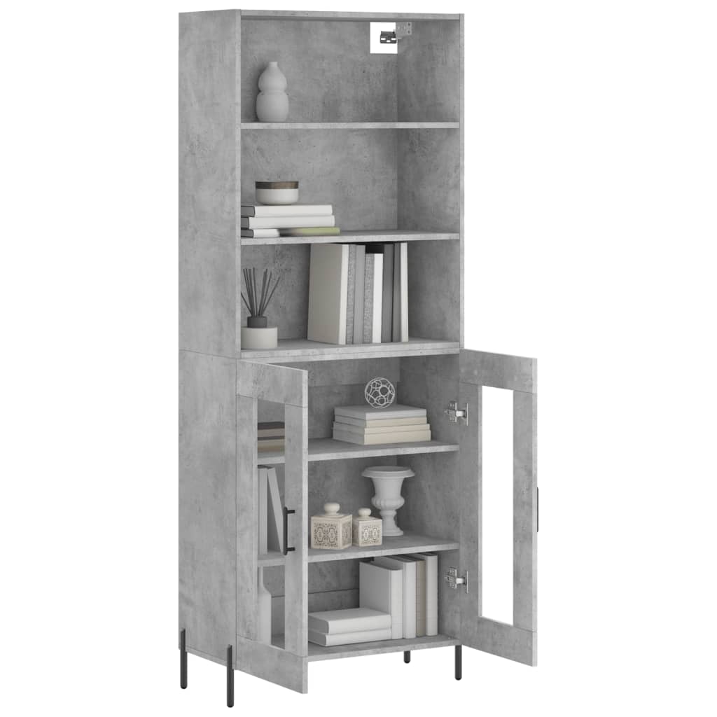 vidaXL Highboard Concrete Grey 69,5x34x180 cm Engineered Wood