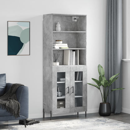 vidaXL Highboard Concrete Grey 69,5x34x180 cm Engineered Wood