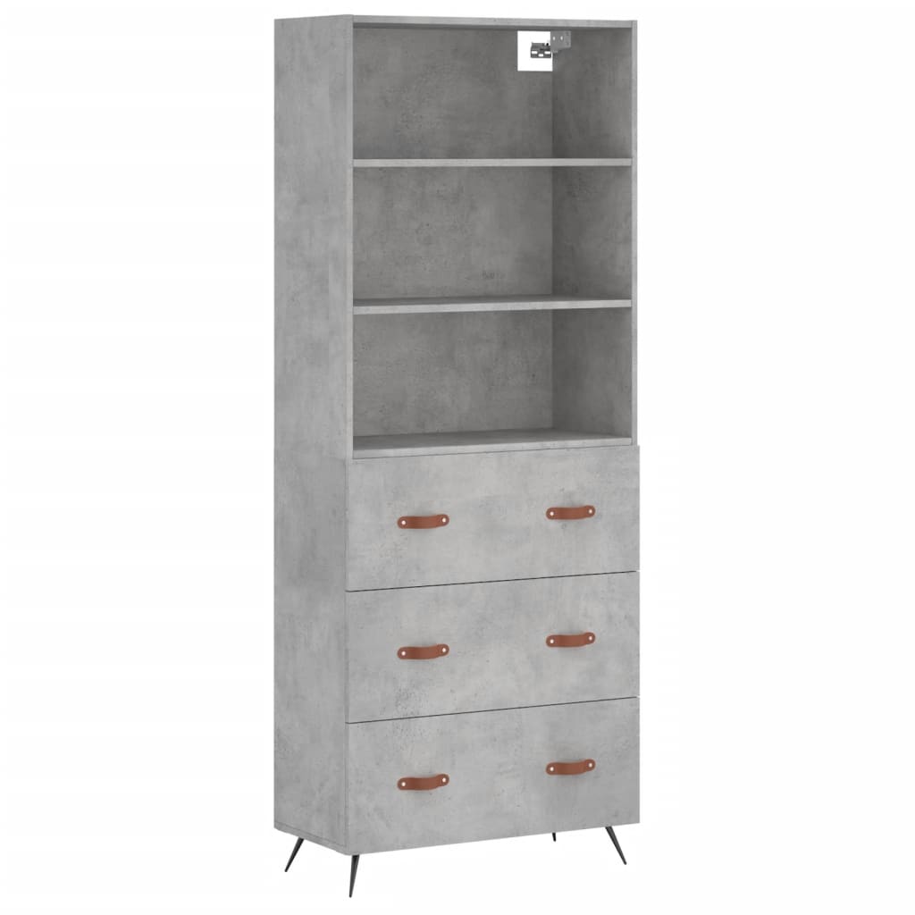 vidaXL Highboard Concrete Grey 69,5x34x180 cm Engineered Wood
