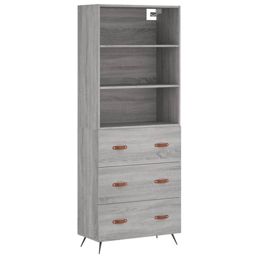 vidaXL Highboard Grey Sonoma 69,5x34x180 cm Engineered Wood