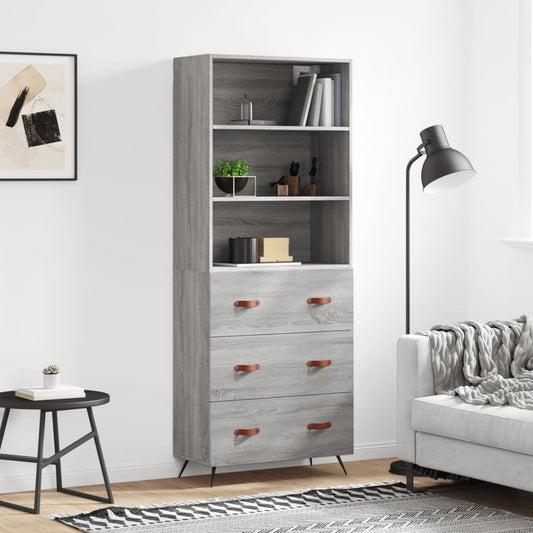 vidaXL Highboard Grey Sonoma 69,5x34x180 cm Engineered Wood