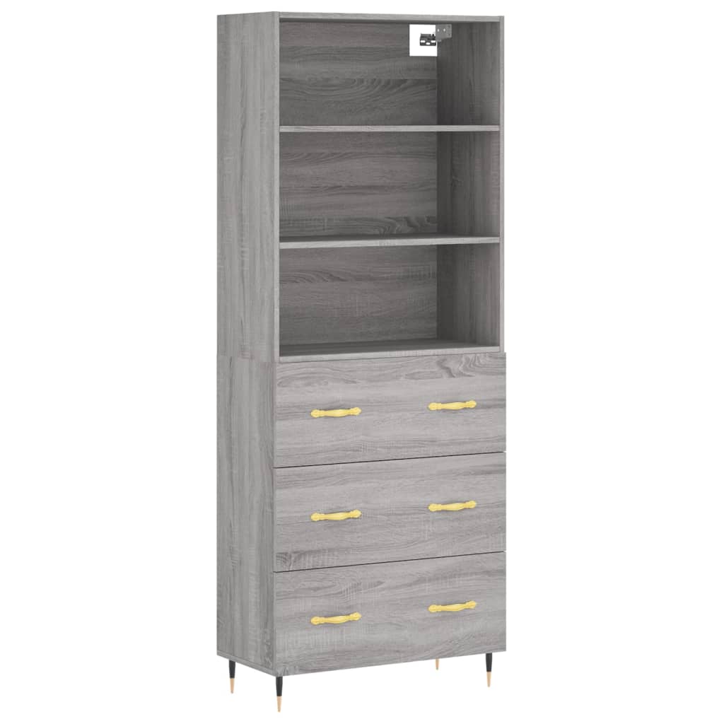vidaXL Highboard Grey Sonoma 69,5x34x180 cm Engineered Wood