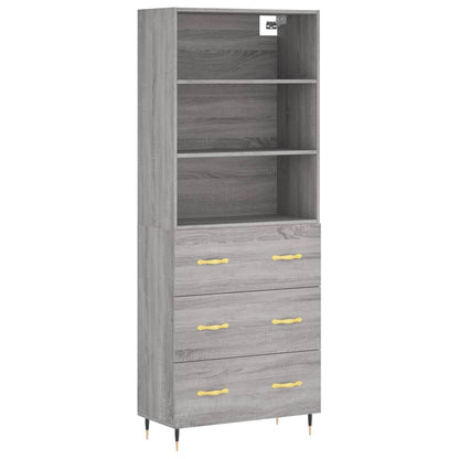 vidaXL Highboard Grey Sonoma 69,5x34x180 cm Engineered Wood