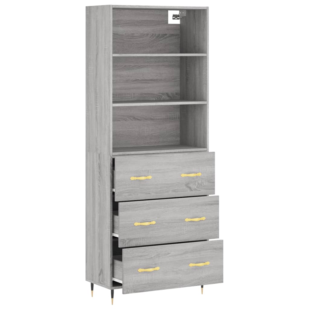 vidaXL Highboard Grey Sonoma 69,5x34x180 cm Engineered Wood