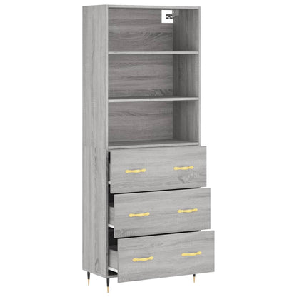 vidaXL Highboard Grey Sonoma 69,5x34x180 cm Engineered Wood