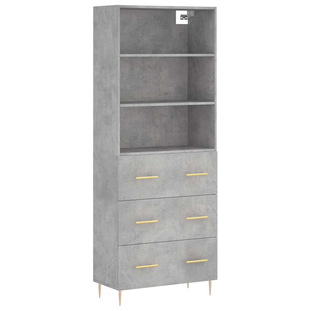 vidaXL Highboard Concrete Grey 69,5x34x180 cm Engineered Wood