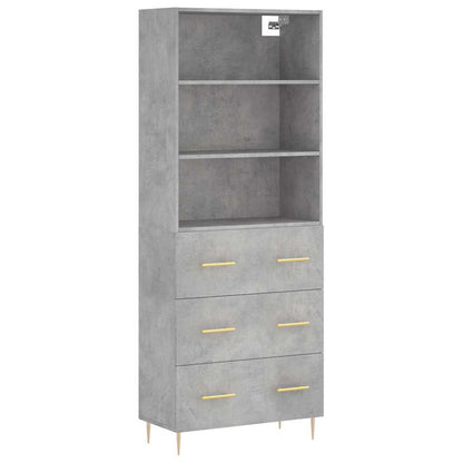 vidaXL Highboard Concrete Grey 69,5x34x180 cm Engineered Wood