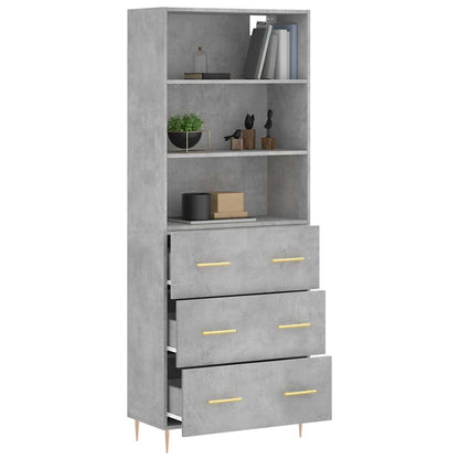 vidaXL Highboard Concrete Grey 69,5x34x180 cm Engineered Wood