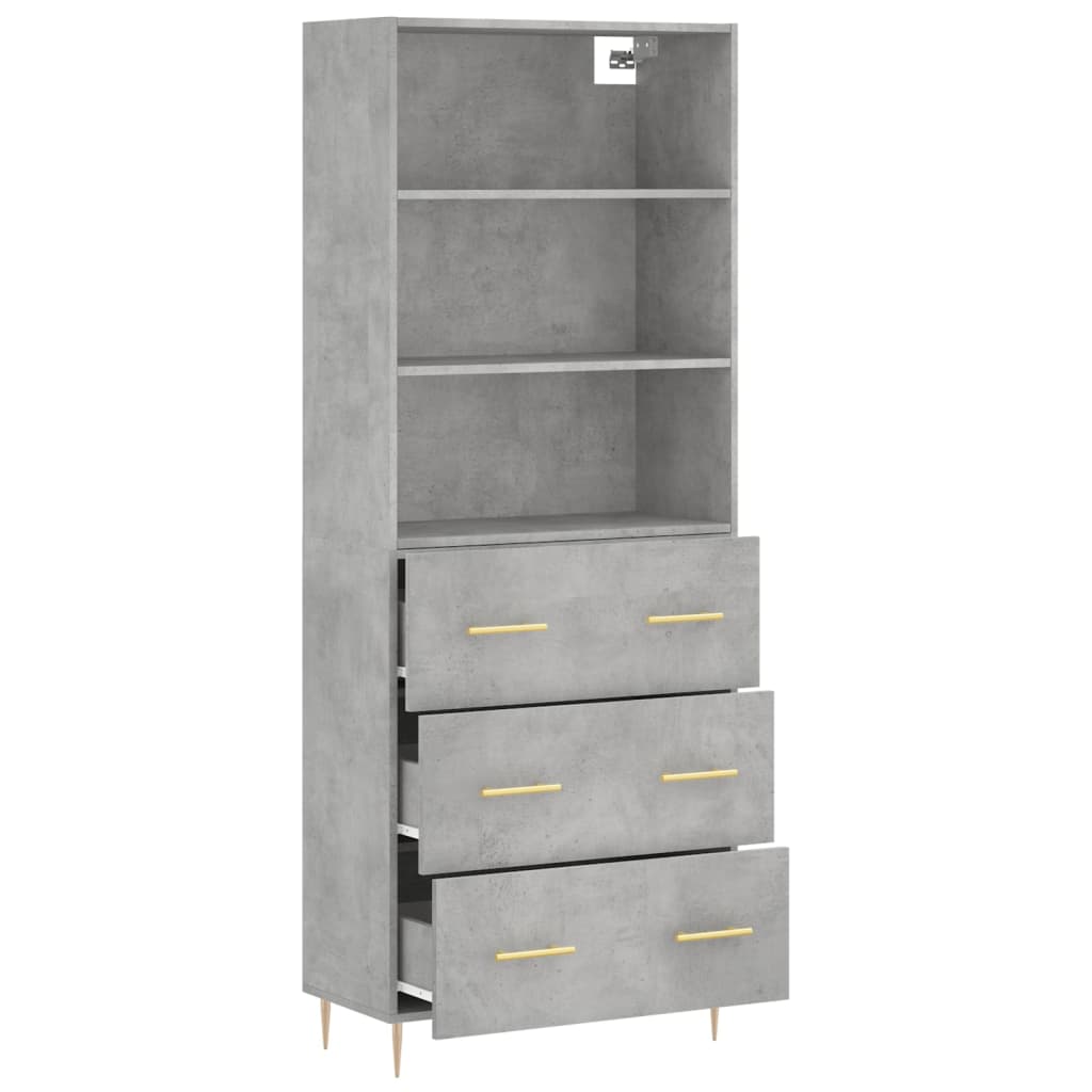 vidaXL Highboard Concrete Grey 69.5x34x180 cm Engineered Wood