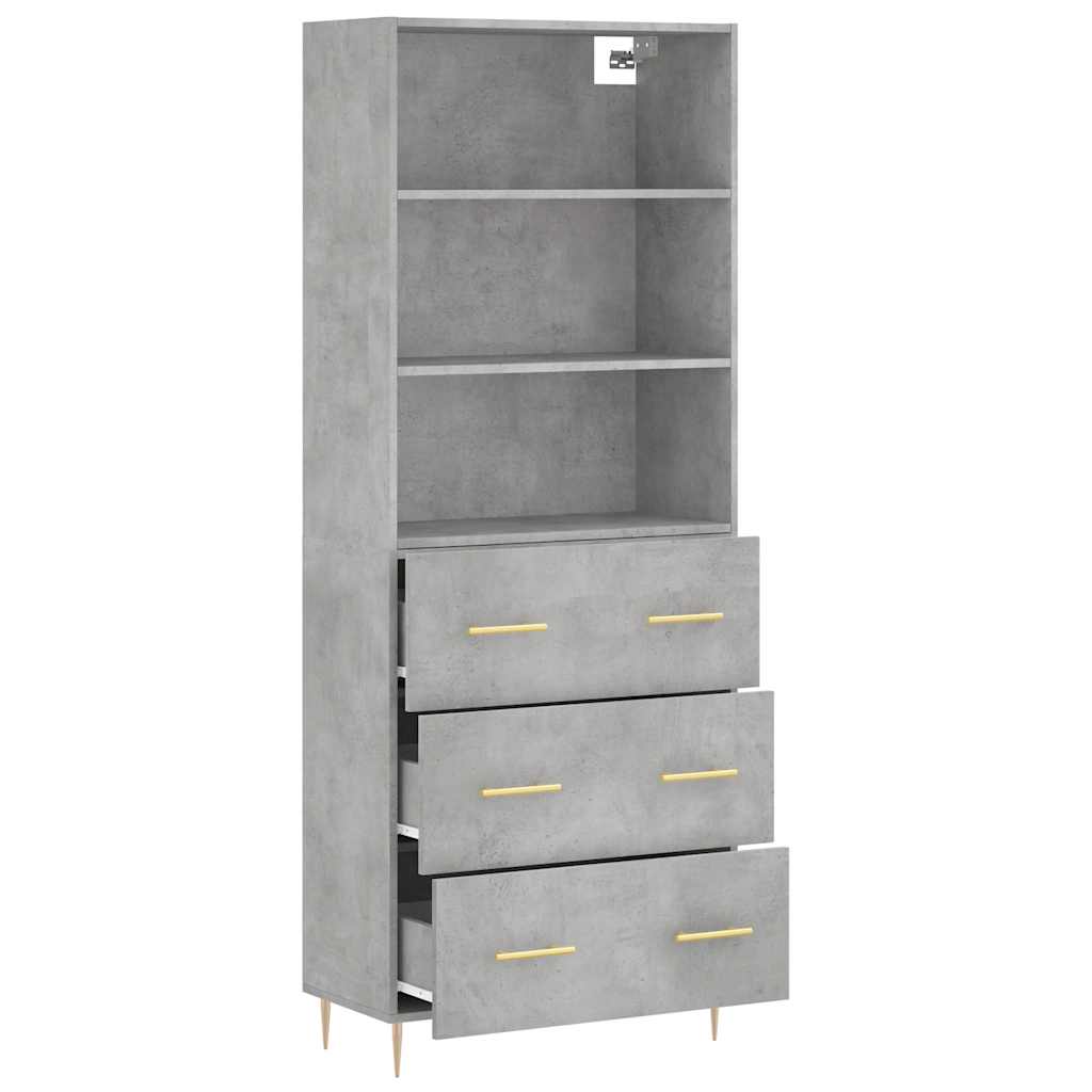 vidaXL Highboard Concrete Grey 69,5x34x180 cm Engineered Wood